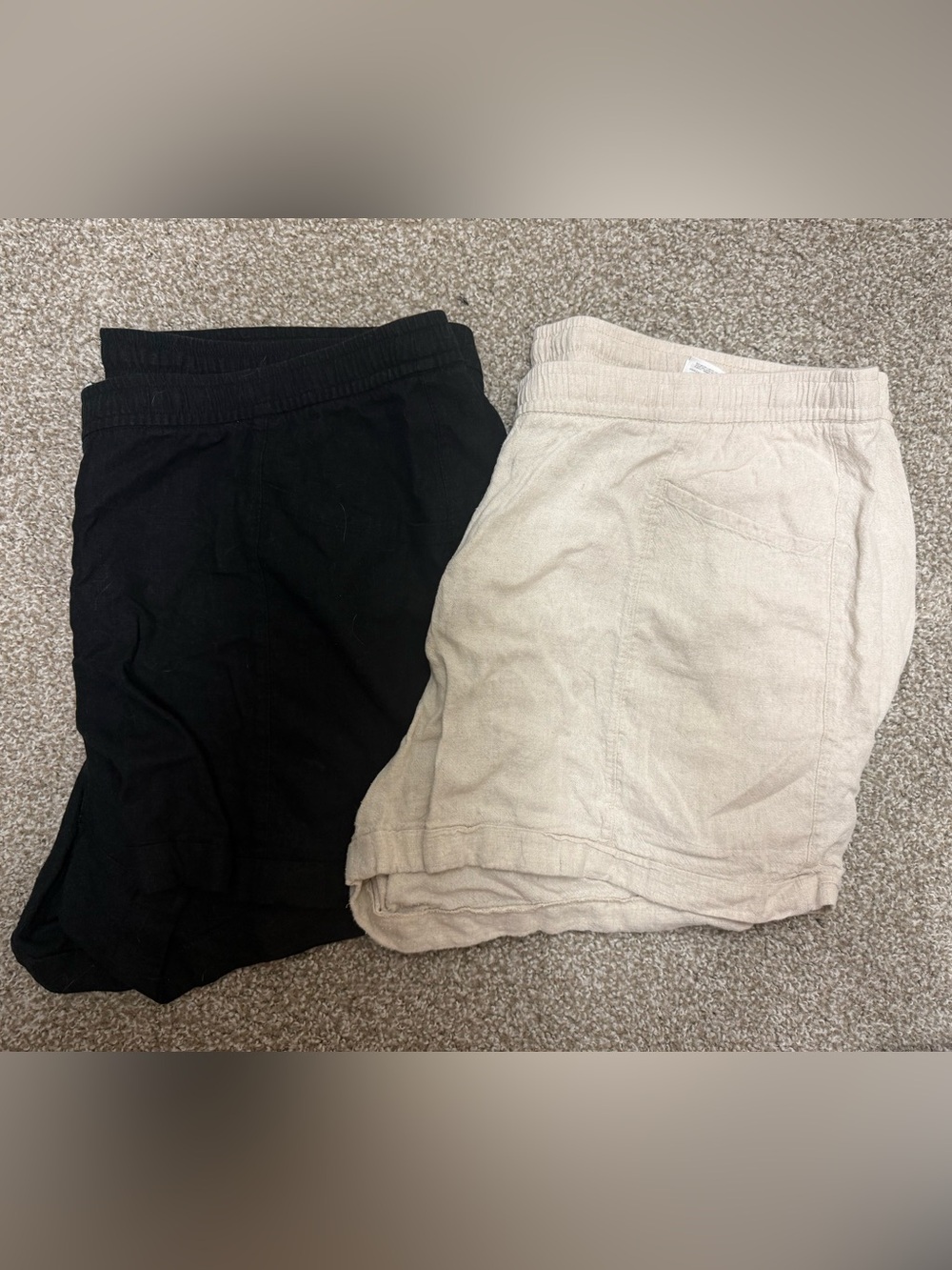 Linen Shorts - Black and Beige